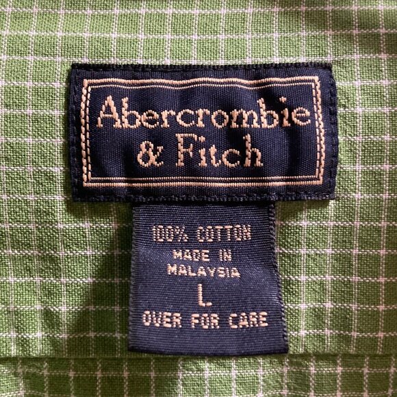 Abercrombie & Fitch Green Check Long Sleeve Button Down Shirt - Size Large - Picture 4 of 7